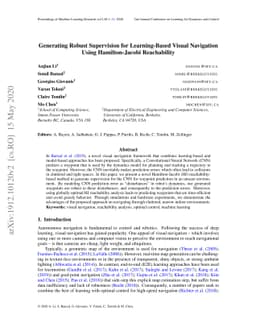 Generating Robust Supervision for Learning-Based Visual Navigation Using
  Hamilton-Jacobi Reachability