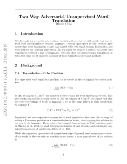 Two Way Adversarial Unsupervised Word Translation
