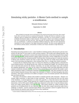 Simulating sticky particles: A Monte Carlo method to sample a
  stratification