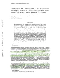Emergence of functional and structural properties of the head direction
  system by optimization of recurrent neural networks