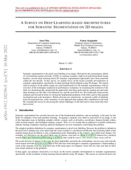 A Survey on Deep Learning-based Architectures for Semantic Segmentation
  on 2D images
