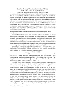 Research on Clustering Performance of Sparse Subspace Clustering