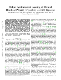 Online Reinforcement Learning of Optimal Threshold Policies for Markov
  Decision Processes