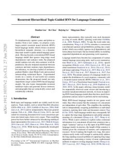 Recurrent Hierarchical Topic-Guided RNN for Language Generation