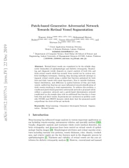 Patch-based Generative Adversarial Network Towards Retinal Vessel
  Segmentation