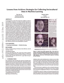 Lessons from Archives: Strategies for Collecting Sociocultural Data in
  Machine Learning