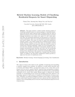 Hybrid Machine Learning Models of Classifying Residential Requests for
  Smart Dispatching