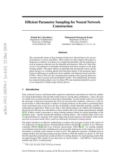 Efficient Parameter Sampling for Neural Network Construction