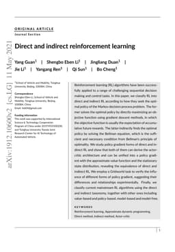 Direct and indirect reinforcement learning