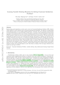 Learning Variable Ordering Heuristics for Solving Constraint
  Satisfaction Problems