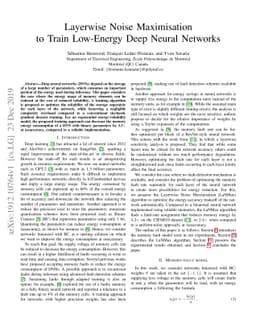 Layerwise Noise Maximisation to Train Low-Energy Deep Neural Networks