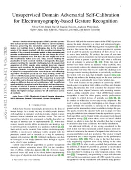 Unsupervised Domain Adversarial Self-Calibration for
  Electromyographic-based Gesture Recognition
