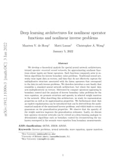 Deep learning architectures for nonlinear operator functions and
  nonlinear inverse problems