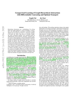 Unsupervised Learning of Graph Hierarchical Abstractions with
  Differentiable Coarsening and Optimal Transport