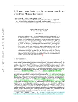 A Simple and Effective Framework for Pairwise Deep Metric Learning