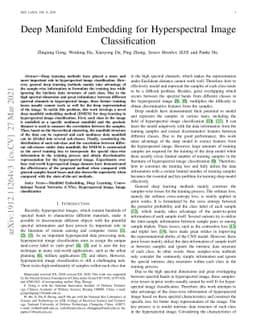 Deep Manifold Embedding for Hyperspectral Image Classification
