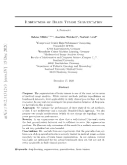 Robustness of Brain Tumor Segmentation