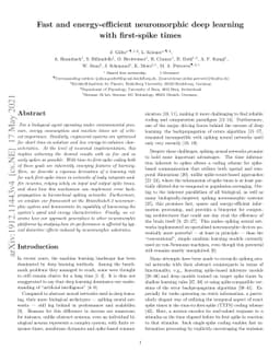 Fast and energy-efficient neuromorphic deep learning with first-spike
  times