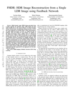 FHDR: HDR Image Reconstruction from a Single LDR Image using Feedback
  Network
