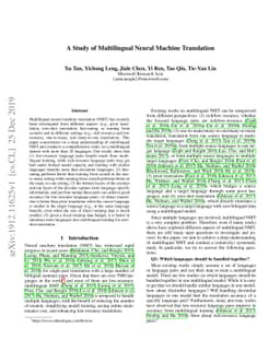 A Study of Multilingual Neural Machine Translation