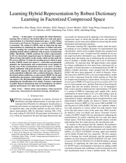 Learning Hybrid Representation by Robust Dictionary Learning in
  Factorized Compressed Space