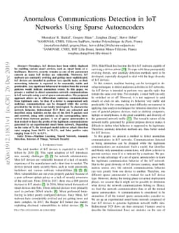 Anomalous Communications Detection in IoT Networks Using Sparse
  Autoencoders