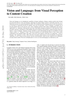 Vision and Language: from Visual Perception to Content Creation