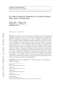 Use Short Isometric Shapelets to Accelerate Binary Time Series
  Classification