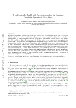 A Multi-cascaded Model with Data Augmentation for Enhanced Paraphrase
  Detection in Short Texts