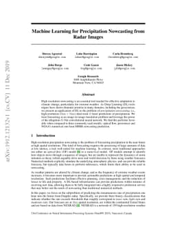 Machine Learning for Precipitation Nowcasting from Radar Images