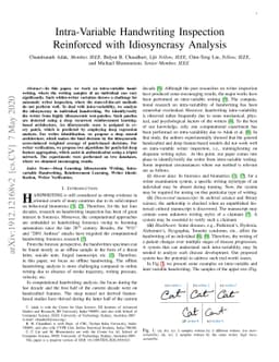 Intra-Variable Handwriting Inspection Reinforced with Idiosyncrasy
  Analysis