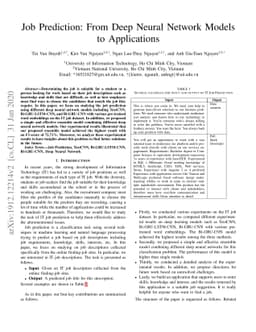 Job Prediction: From Deep Neural Network Models to Applications