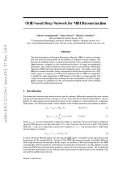 ODE-based Deep Network for MRI Reconstruction