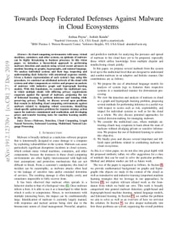 Towards Deep Federated Defenses Against Malware in Cloud Ecosystems