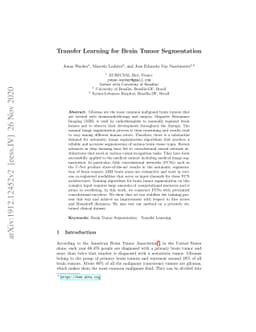 Transfer Learning for Brain Tumor Segmentation