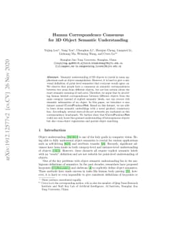 Human Correspondence Consensus for 3D Object Semantic Understanding