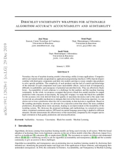 Dirichlet uncertainty wrappers for actionable algorithm accuracy
  accountability and auditability