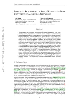 Pipelined Training with Stale Weights of Deep Convolutional Neural
  Networks