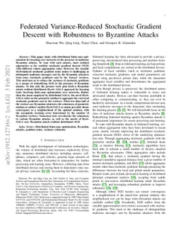 Federated Variance-Reduced Stochastic Gradient Descent with Robustness
  to Byzantine Attacks