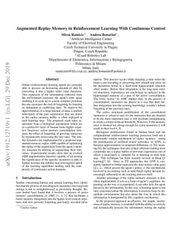Augmented Replay Memory in Reinforcement Learning With Continuous
  Control