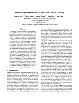 Quantifying the Performance of Federated Transfer Learning