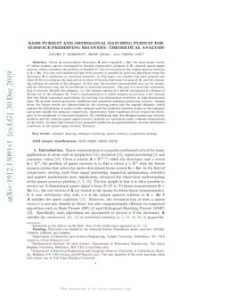 Basis Pursuit and Orthogonal Matching Pursuit for Subspace-preserving
  Recovery: Theoretical Analysis