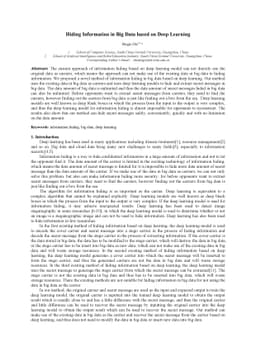 Hiding Information in Big Data based on Deep Learning