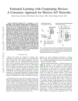 Federated Learning with Cooperating Devices: A Consensus Approach for
  Massive IoT Networks