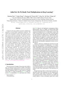 AdderNet: Do We Really Need Multiplications in Deep Learning?