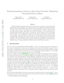 Revisiting Landscape Analysis in Deep Neural Networks: Eliminating
  Decreasing Paths to Infinity