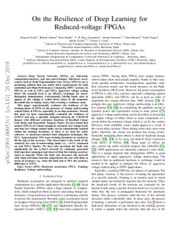 On the Resilience of Deep Learning for Reduced-voltage FPGAs