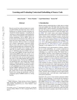Learning and Evaluating Contextual Embedding of Source Code