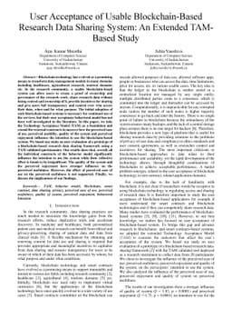 User Acceptance of Usable Blockchain-Based Research Data Sharing System:
  An Extended TAM Based Study