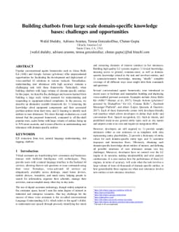 Building chatbots from large scale domain-specific knowledge bases:
  challenges and opportunities
